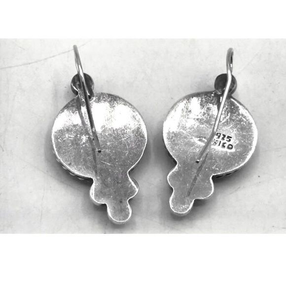 TAXCO Sterling Silver Onyx Drop Earrings - Picture 7 of 8